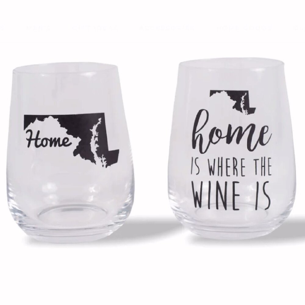Maryland Home Wine Glass Set (set of two)  - NEW Fast Ship